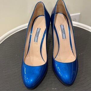 Prada Women's Shiny Blue Heels